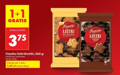Ciastka listki kakaowe 1+1 GRATIS promocja w Biedronka
