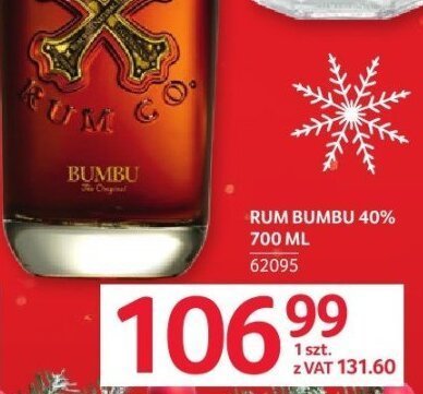 Rum Bumbu 40% 700 ml promocja w Selgros