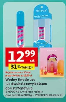 Wodny tint do ust lub dwukolorowy balsam do ust Mond'Sub 5 ml/10-45 g, wybrane rodzaje promocja w Auchan