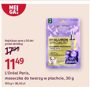 Maska w p艂achcie L'oreal hyaluron specialist promocja