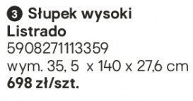 Słupek wysoki Listrado promocja w Castorama
