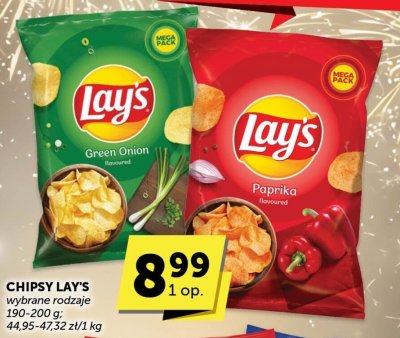 Chipsy Lay's Green Onion lub Paprika różne rodzaje 140-200 g 44,95-41,52 zł/1 kg promocja w Euro Sklep