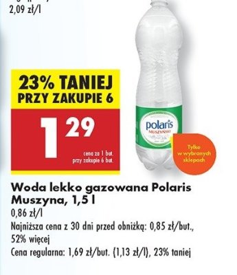 Woda lekko gazowana POLARIS MUSZYNA promocja