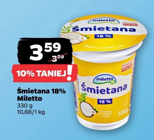 Śmietana 18% Miletto promocja