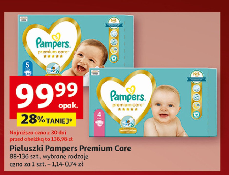 Pieluszki dla dzieci 5 Pampers premium care promocja