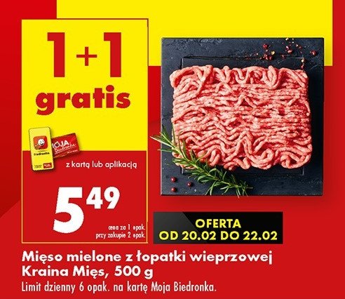 Mięso mielone z łopatki wieprzowej Kraina mięs promocja w Biedronka