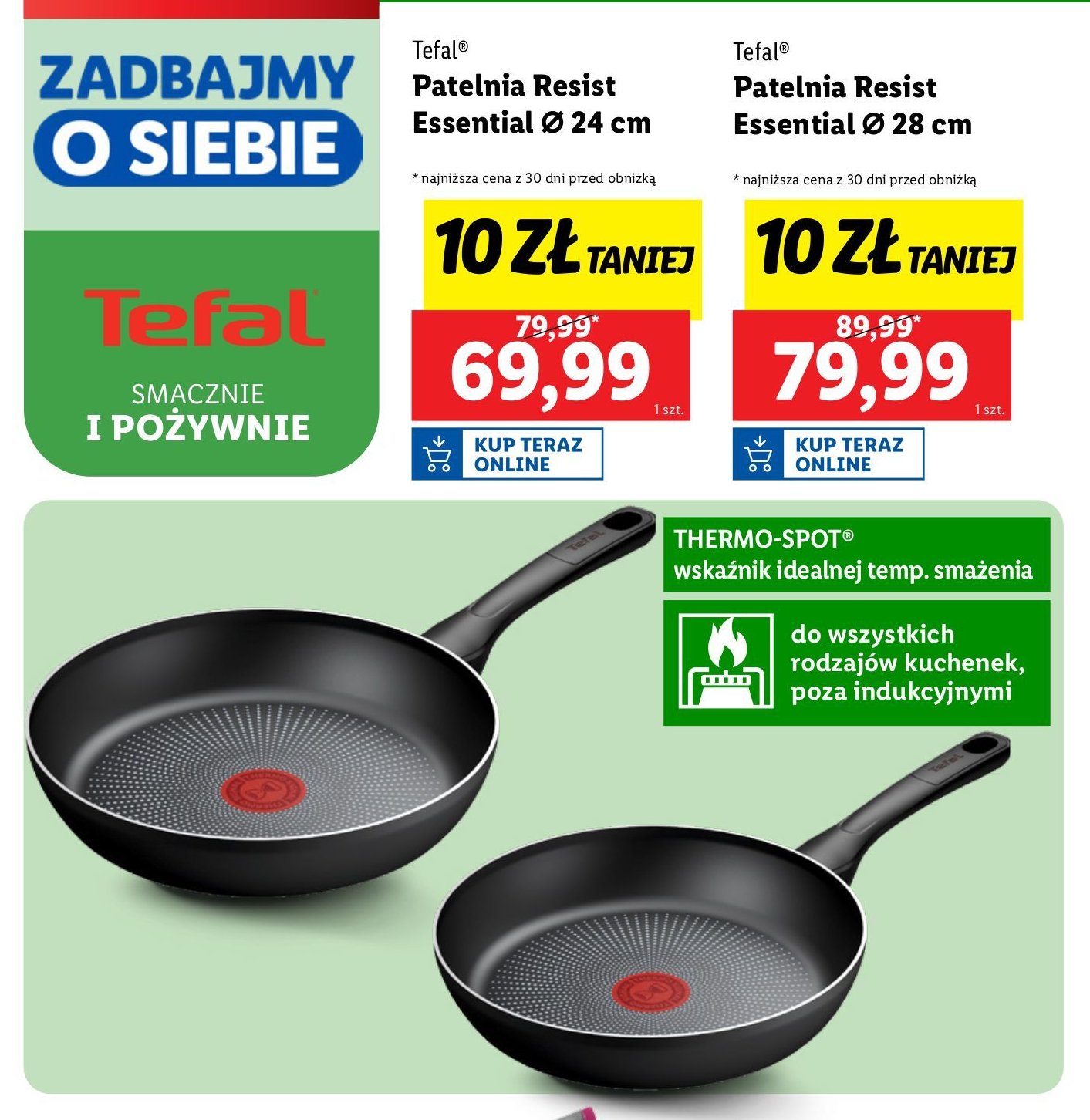 Patelnia resist plus śr. 24 cm Tefal promocja w Lidl