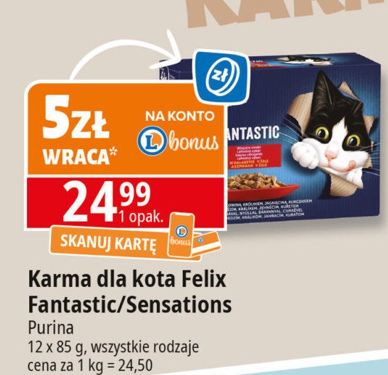 Karma dla kota wiejskie smaki w galaretce Purina felix sensations sauces promocja w Leclerc