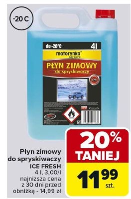 Płyn zimowy do spryskiwaczy ICE FRESH M -20°C 4l, 3,09l promocja w Carrefour