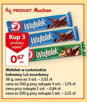 Wafelek w polewie czekoladowej kakaowy Auchan promocja