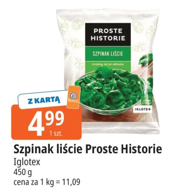 Szpinak liście Proste Historie promocja w Leclerc