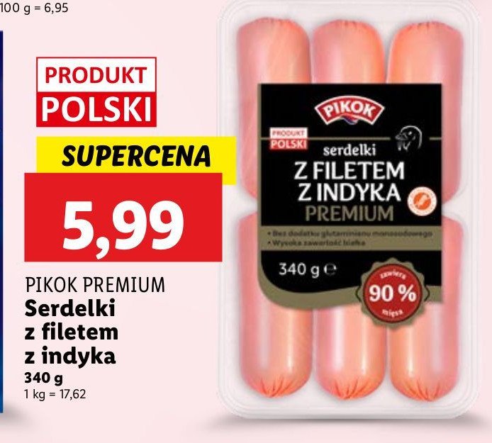 Serdelki z indyka Pikok promocja w Lidl