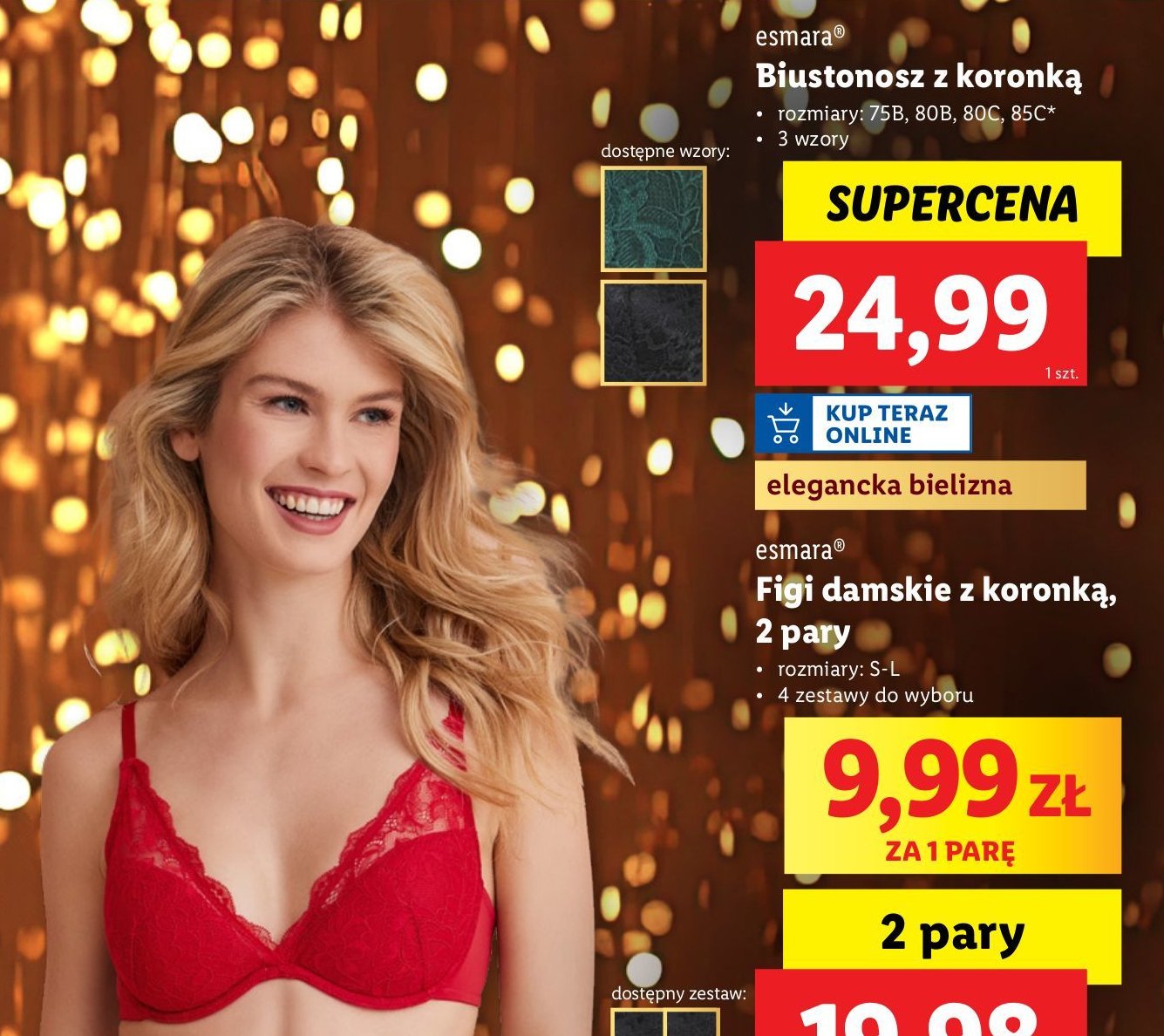 Biustonosz z koronką 80c Esmara promocja w Lidl