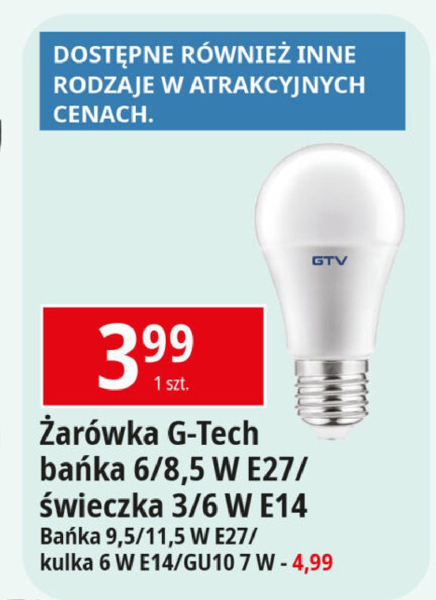 Żarówka bańka 11.5w e27 G-TECH promocja