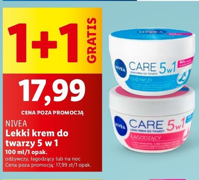 Krem do twarzy lekki łagodzący Nivea creme care promocja