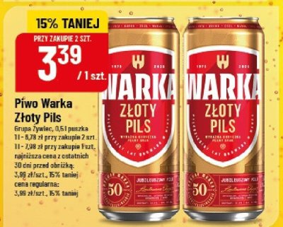 Piwo Warka Złoty Pils 0,5l puszka promocja w POLOmarket
