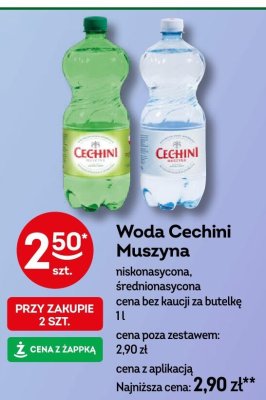 Woda Cechini Muszyna niskonasycona, średnionasycona promocja w Żabka
