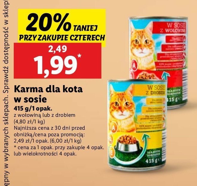 Karma dla kota z wołowiną promocja