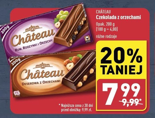 Czekolada z rumem rodzynkami i orzechy Chateau Chateau (aldi) promocja