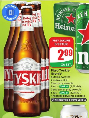 Piwo Tyskie Gronie butelka zwrotna promocja w Dino