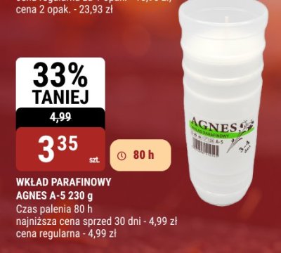 WKŁAD PARAFINOWY AGNES A-5 230 g promocja w bi1