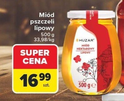 Miód pszczeli lipowy 500 g Huzar promocja w Carrefour