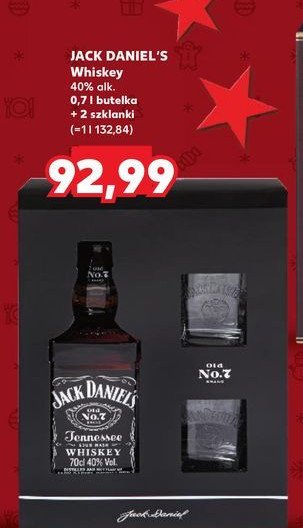 Whiskey + 2 szklanki w pudełku Jack daniel's tennessee promocja w Kaufland