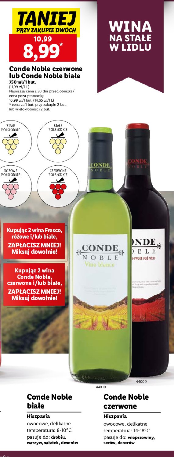 Wino CONDE NOBLE BLANCO promocja w Lidl