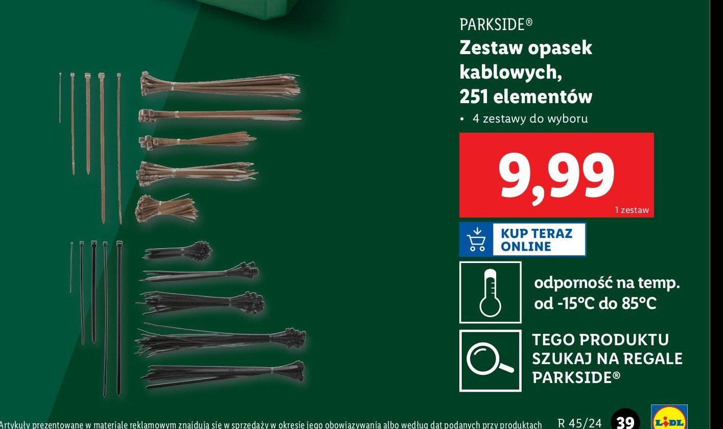 Opaski do kabli Parkside promocja