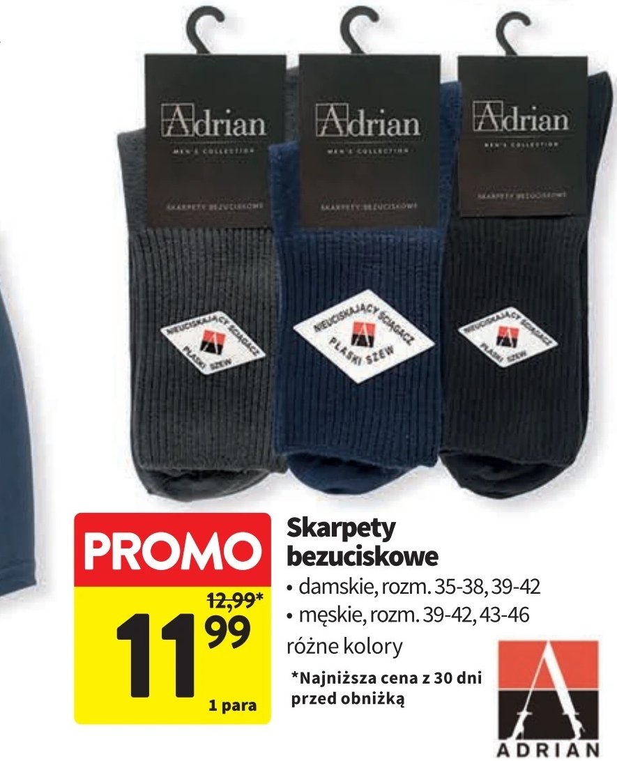 Skarpetki męskie 43-46 Adrian promocja w Intermarche