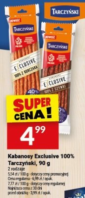 Kabanosy Exclusive 100% Tarczyński, 90 g promocja w Twój Market