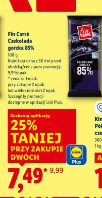 Czekolada gorzka 85% promocja w Lidl