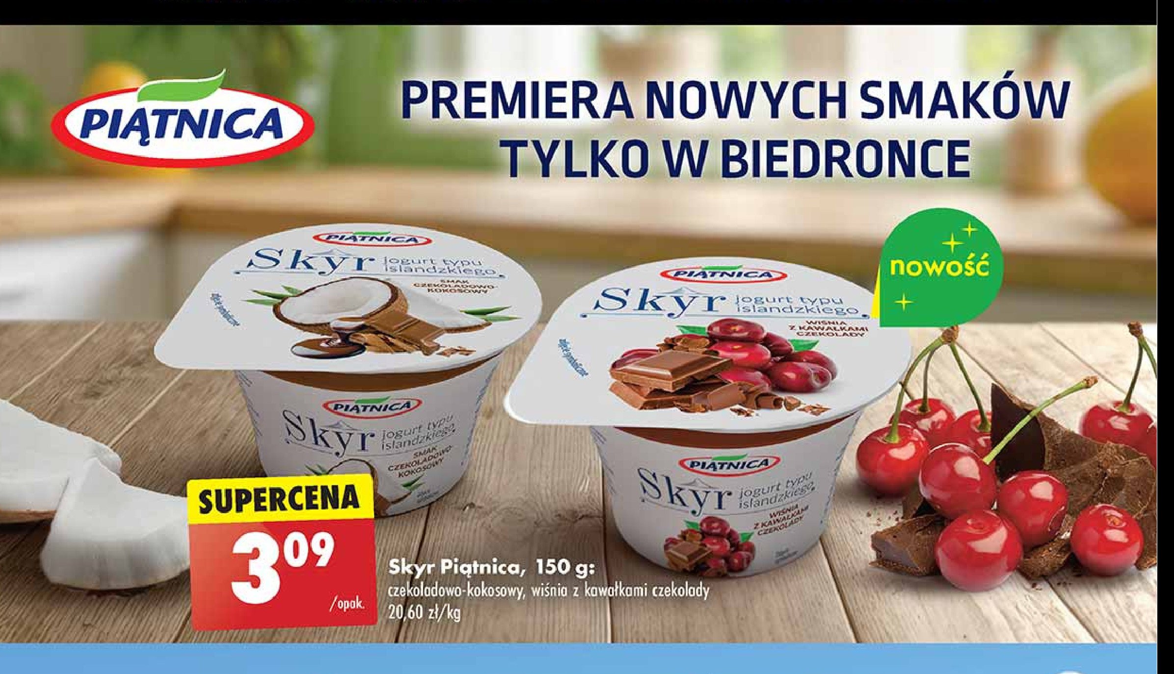 Jogurt czekoladowo-kokosowy Piątnica skyr promocja w Biedronka