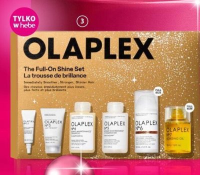 Zestaw OLAPLEX The Full-On Shine serum do skóry głowy + kuracja do włosów + szampon do włosów + odżywka do włosów + krem do stylizacji włosów + olejek wygładzający promocja w Hebe