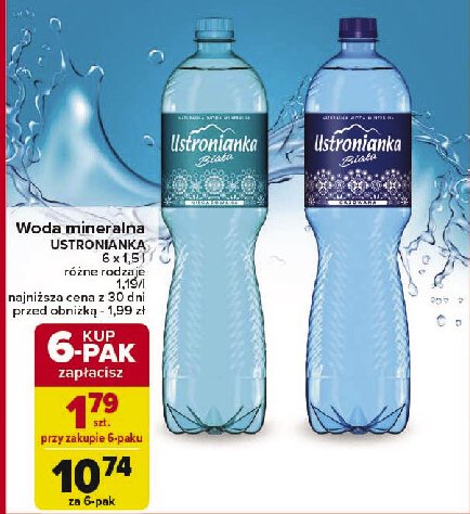 Woda niegazowana Ustronianka biała promocja w Carrefour