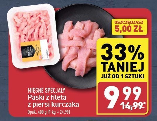 Paski z fileta z piersi kurczaka Mięsne specjały zawsze świeże promocja w Aldi