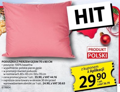 Poduszka z pierzem gęsim 70 x 80 cm promocja w Selgros