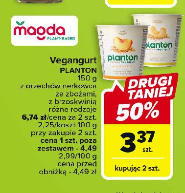 Vegangurt na bazie nerkowców brzoskwiniowy Planton (żywność) promocja
