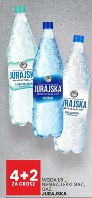 Woda JURAJSKA 1,5 l niegazowana, lekko gazowana, gazowana 4+2 ZA GROSZ promocja w Wafelek