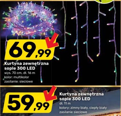 Kurtyna zewnętrzna sopie 300 LED promocja w Bricomarche