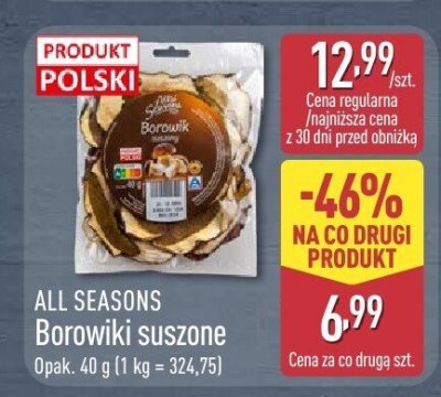 Borowiki suszone ALL SEASONS promocja w Aldi