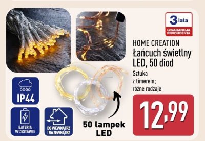 Łańcuch świetlny LED, 50 diod HOME CREATION promocja w Aldi