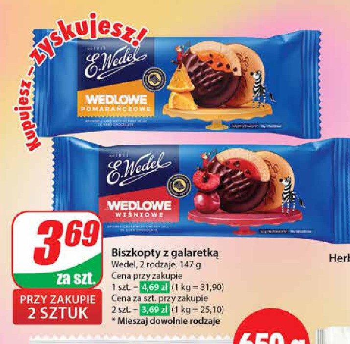 Biszkopty z galaretką wiśniową E. wedel promocja