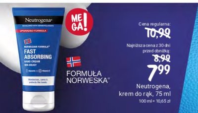 Krem do rąk szybko wchłaniający się Neutrogena formuła norweska promocja
