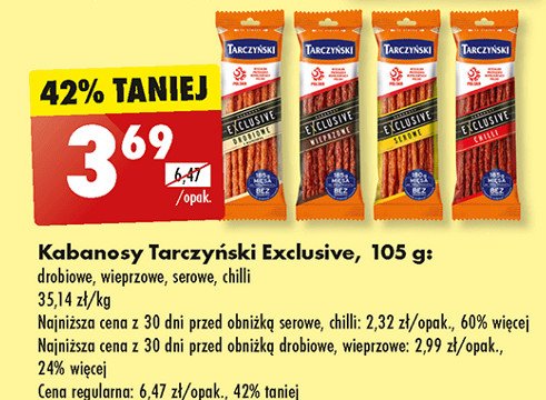 Kabanosy drobiowe Tarczy艅ski Exclusive promocja