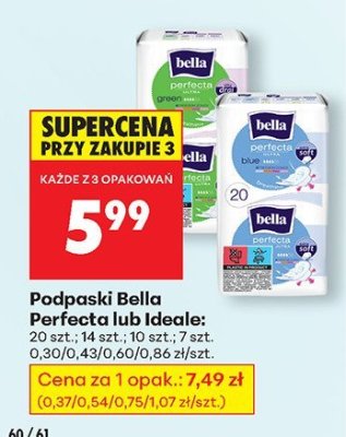 Podpaski Bella plus, u/b Ideale promocja w Biedronka