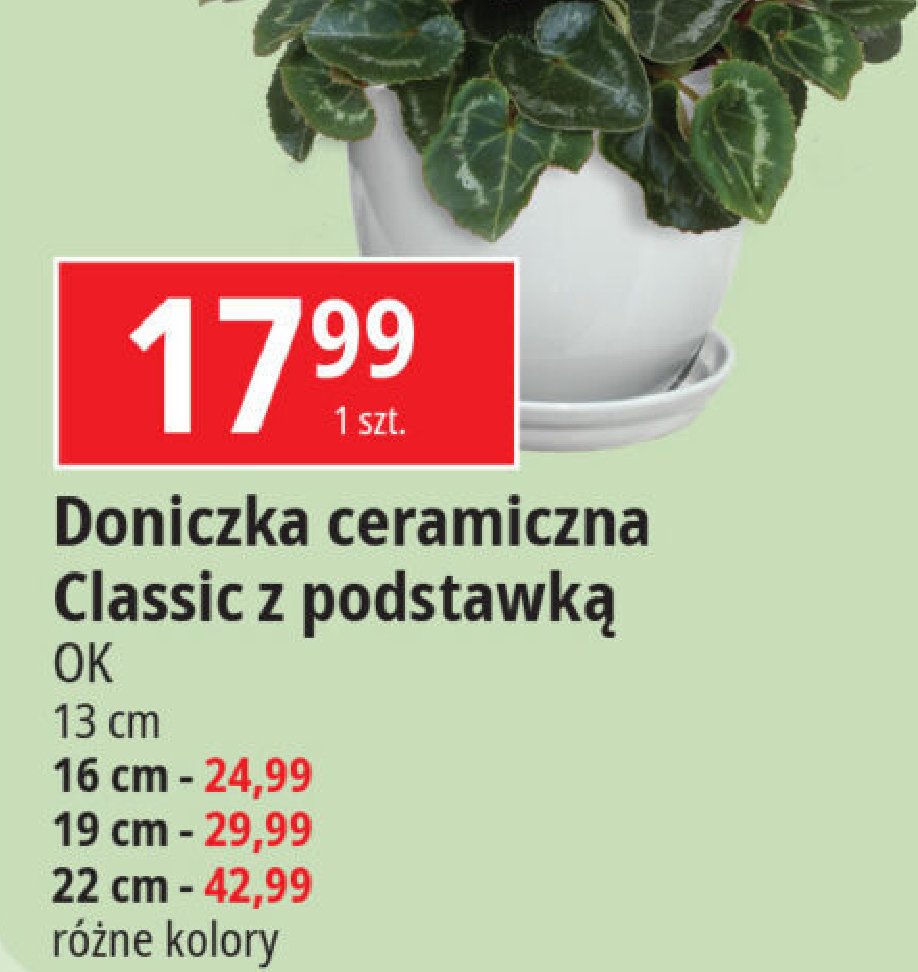 Doniczka ceramiczna classic z podstawką 16 cm O.k. promocja