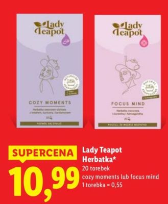 Herbatka Lady Teapot cozy moments lub focus mind promocja w Lidl
