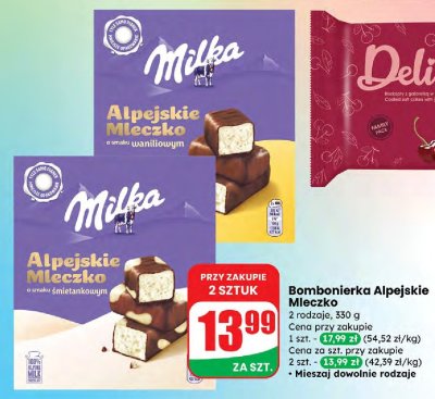 Alpejskie Mleczko o smaku waniliowym Milka promocja w Dino