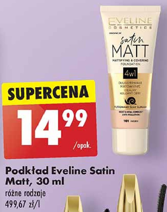 Matyjąco-kryjący podkład 101 ivory Eveline promocja